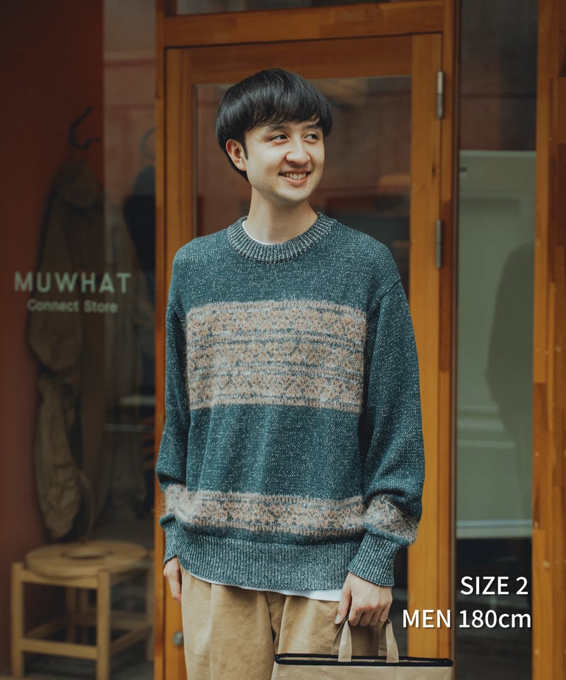 68 Fair isle pattern jacquard knit (Green) |