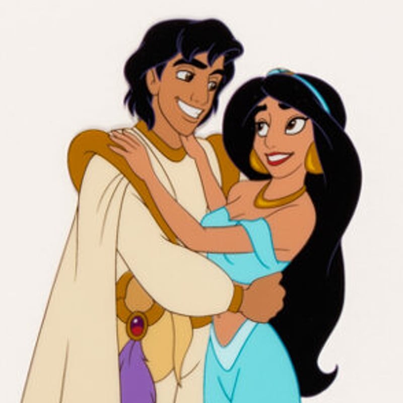 ディズニー 公式セリグラフセル アラジン＆ジャスミン 限定版