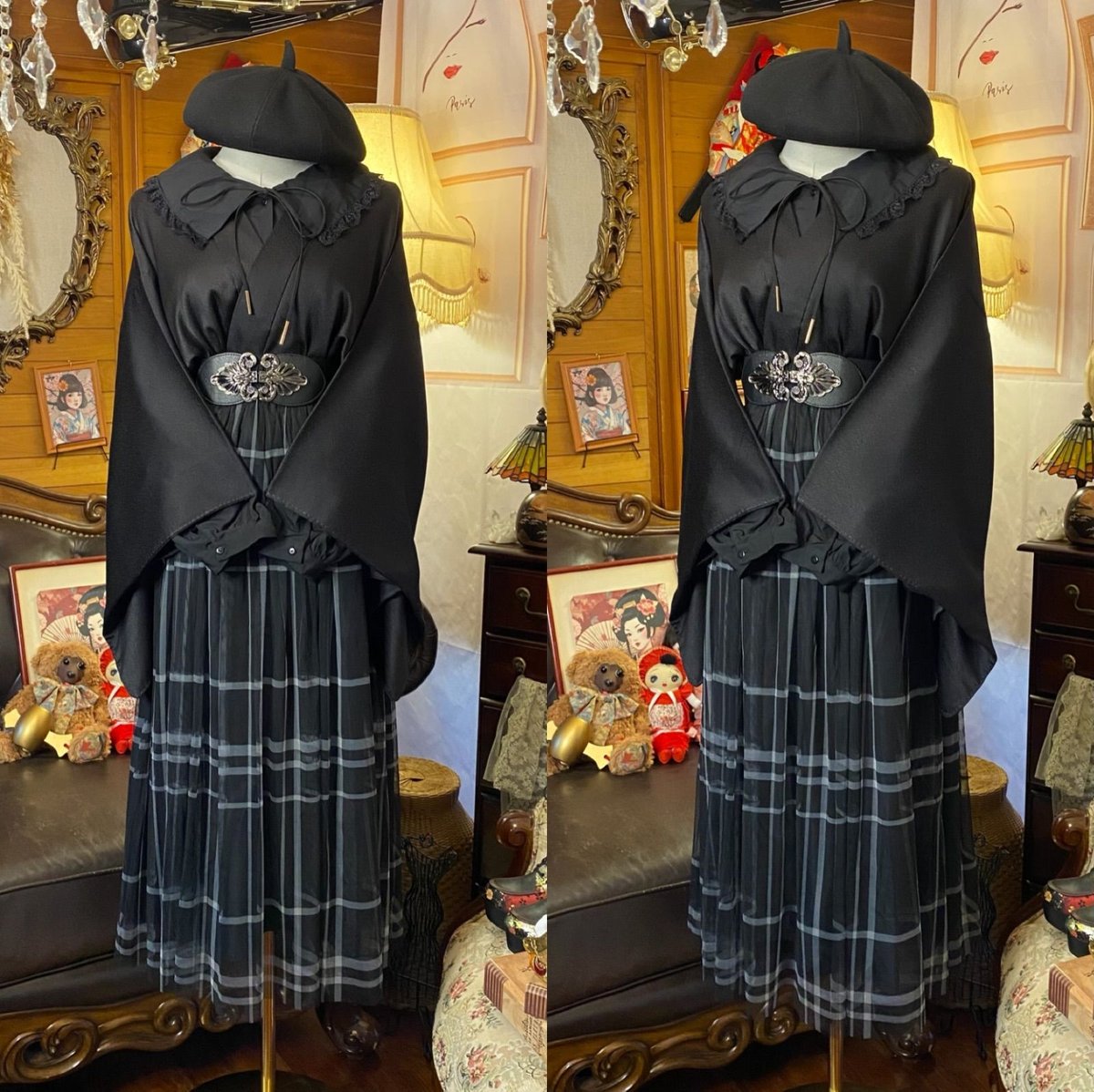 黒絵羽織コーデセット 和洋折衷 レトロ クラシカル セレクト5点セット