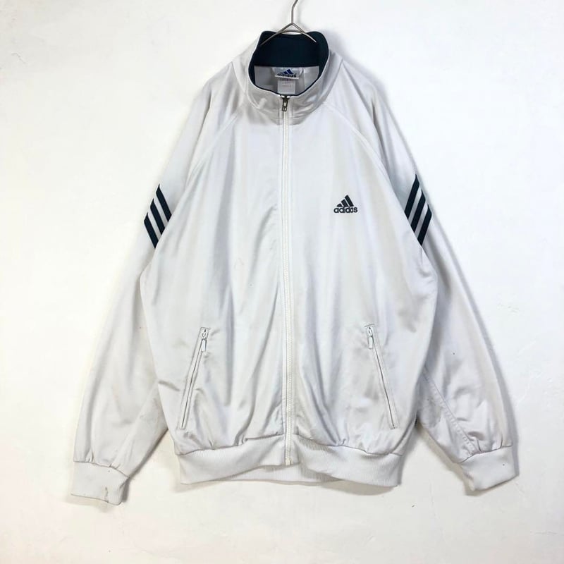 90's adidas アディダス ジャージ トラックジャケット 刺繍 ロゴ 白