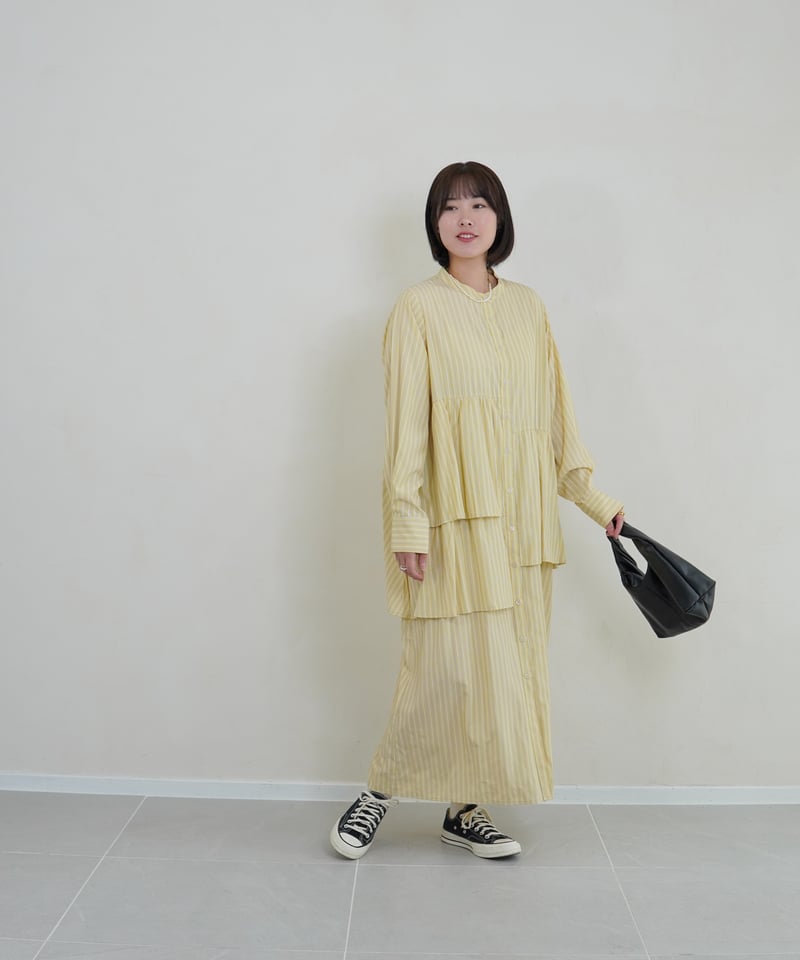 asymmetry shirt one-piece | イエロー | MI AND MOU