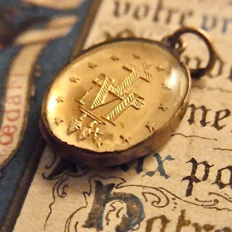 フランス アンティーク ガラス 不思議のメダイ 無原罪の御宿り 聖母