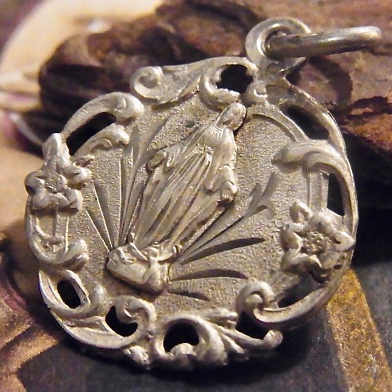 フランス アンティーク 無原罪の御宿り 不思議のメダイ シルバー800