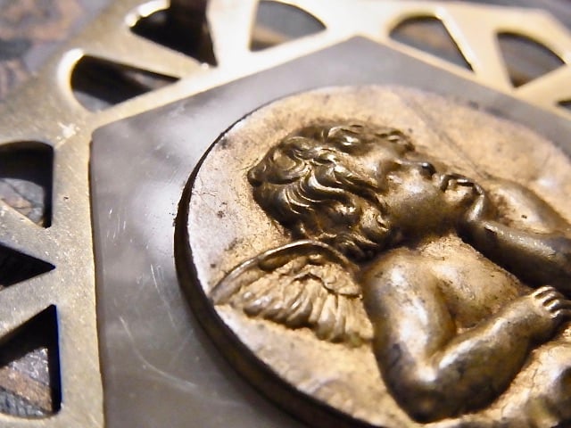 フランス アンティーク 大きな メダイヨン 天使 ケルビム アール・デコ