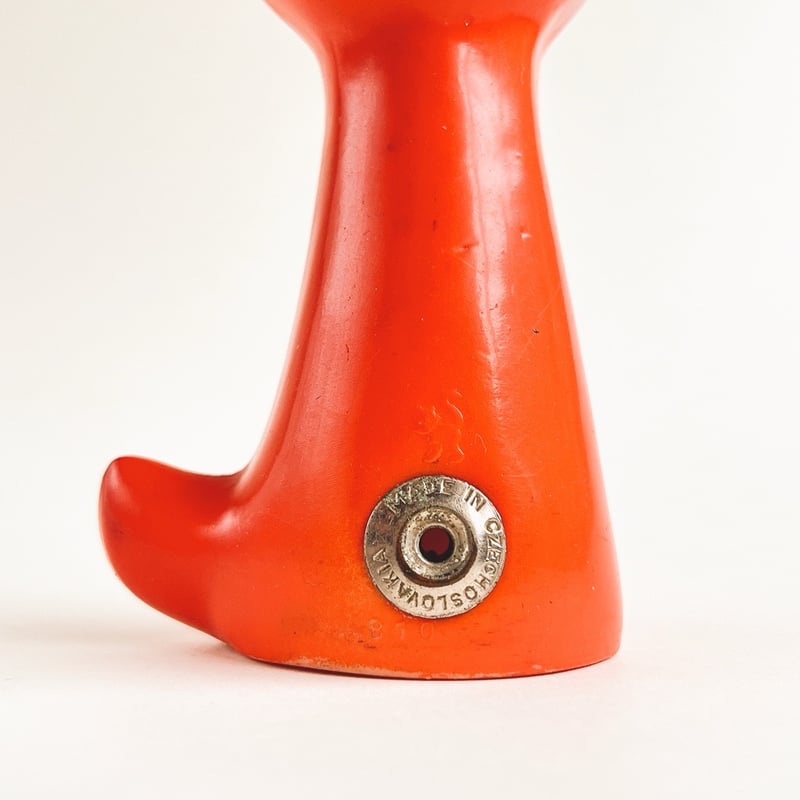 チェコ ニクロヴァー ソフビ人形 犬 オレンジ色 1970年代 高さ13cm