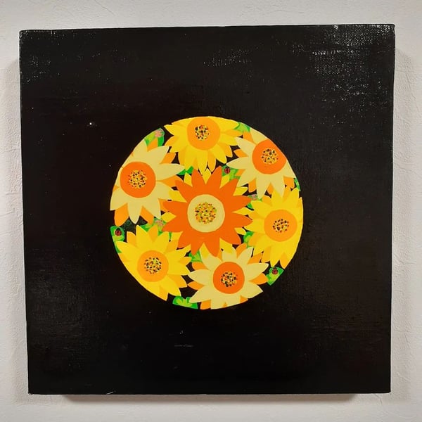 ミックスフラワー F12号 アクリルガッシュ 画家 小楠アキコ作品 額付き