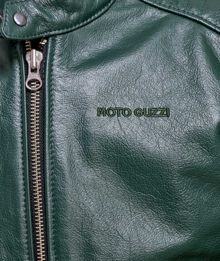 Men's Green Leather Jacket with Added Protections | Jackets