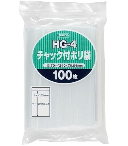 Amazon.co.jp: ジャパックス チャック付ポリ袋 ヨコ100×タテ140×厚み0