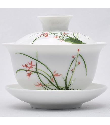 Amazon.co.jp: 天香茶行 玲瓏蓋碗（太陽花・大） 120ml（満水180ml