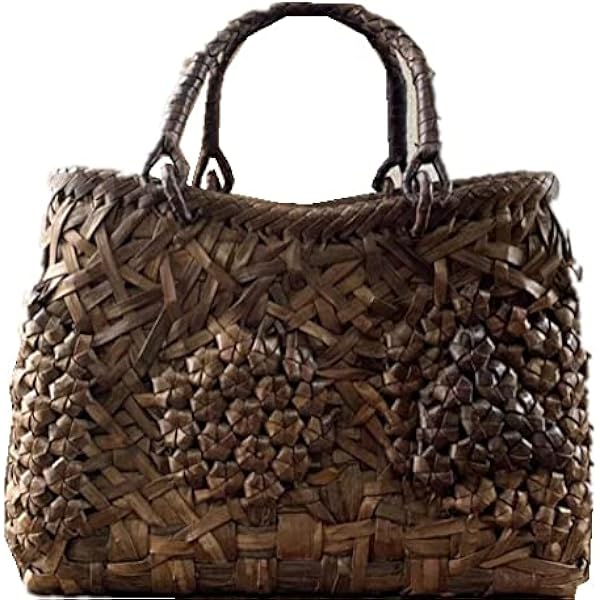 Amazon | [山葡萄] 胡桃 かごバッグ 【市松編み/立体花編み/角型/巾着