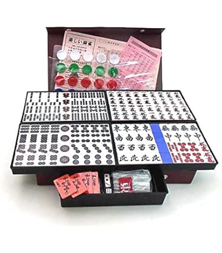 Amazon | 手打ち国産麻雀牌 くずれにくいアール牌 天和 青（白点棒付