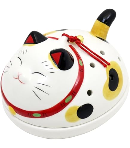 Amazon.co.jp: 京都 京焼清水焼 猫 招き猫 陶葊窯 陶あん 花結晶 陶庵