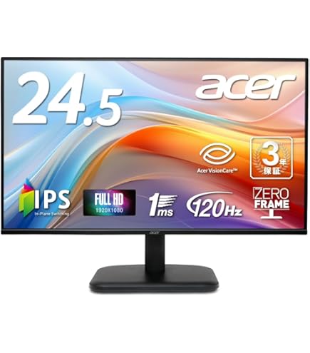 Amazon.co.jp: Acer ゲーミング モニター KG251QFbmidpx (24.5インチ