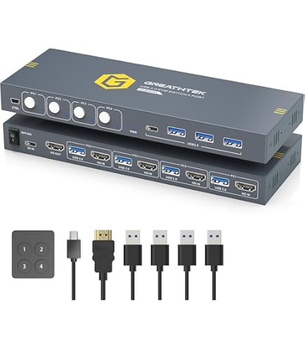 Amazon.co.jp: HDMI KVM スイッチ 4ポート KVMセレクター 4×1 KVM切替