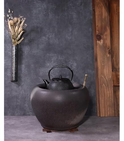 Amazon.co.jp: まるいち本店 信楽焼 10号砂釉金彩火鉢セット（火箸