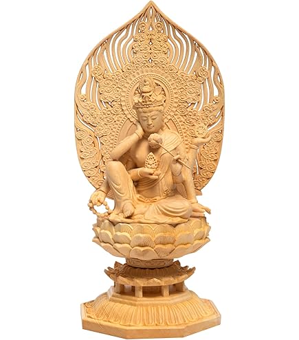 Amazon｜木彫り仏像【如意輪観音菩薩】座像 桧木製＿『天台宗・真言宗