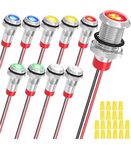 Amazon.co.jp: Kiligen 5個 8mm AC/DC 12-24V LED 防水インジケータ