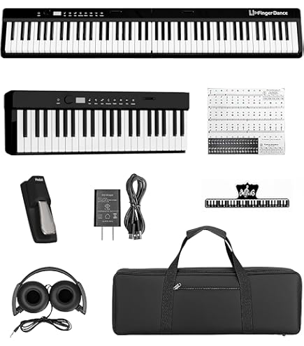 Amazon.co.jp: Yisoai 88キー折りたたみ式携帯型電子実心ピアノ