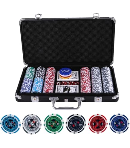 Amazon | COSTWAY ポーカーセット 数字入り 300枚チップ ポーカー