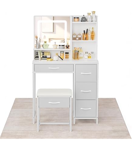 LIKIMIO ドレッサー コンパクト 幅62CM コンセント付き ホワイト