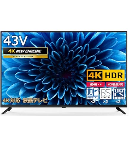 Amazon.co.jp: TCL 43V型 4K対応 液晶テレビ 43K601U HDR搭載 鮮やかな