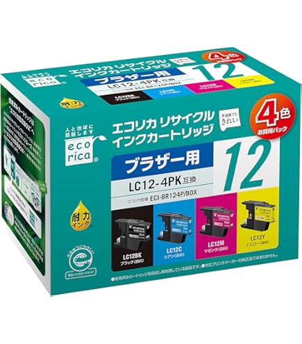 Amazon.co.jp: エコリカ ブラザー LC12-4PK対応リサイクルインク 通常