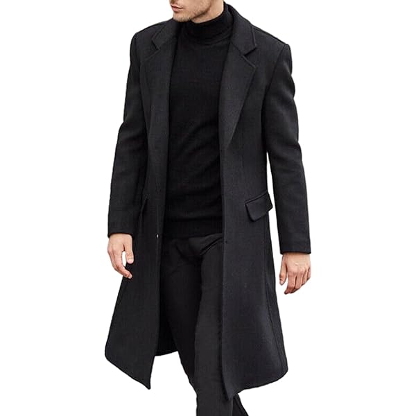 JEKE-DG Men's Winter Warm Wool Coats Slim Fit Single Breasted