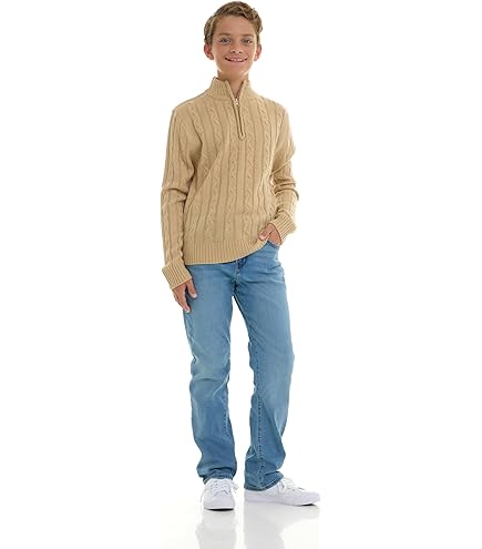 Amazon.com: Sezzit Boys Quarter Zip Cable Knit Sweater – Classic