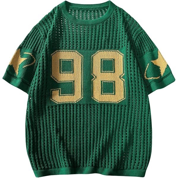 Verdusa Men's Crochet Sweater Tops Short Sleeve Graphic Print