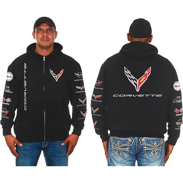 Amazon.com: JH Design Men's Chevy Corvette C7 Black Zip Up Hoodie