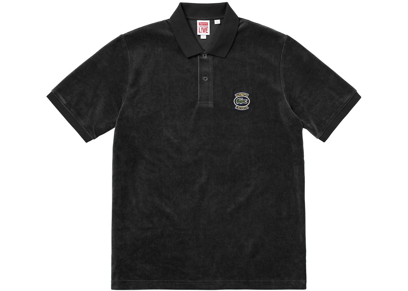 Supreme LACOSTE Velour Polo Black Spring/Summer 2018