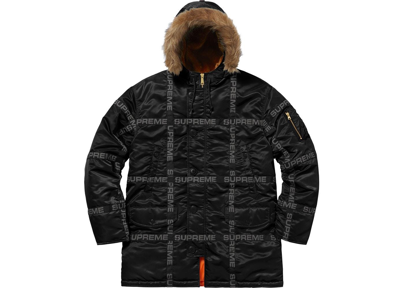 Supreme Logo Tape N-3B Parka Black Fall/Winter 2018