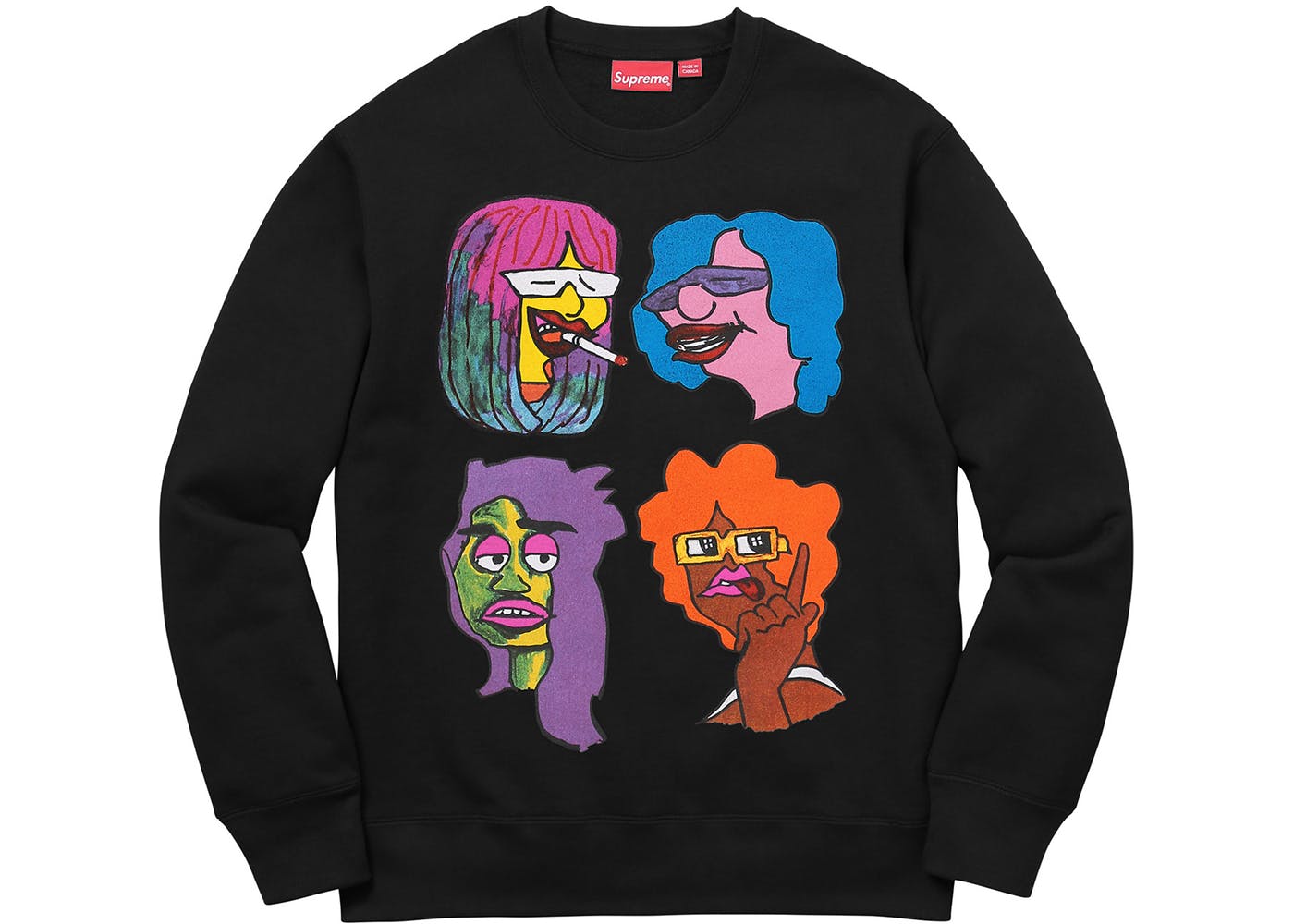 Supreme Gonz Heads Crewneck Black Fall/Winter 2017