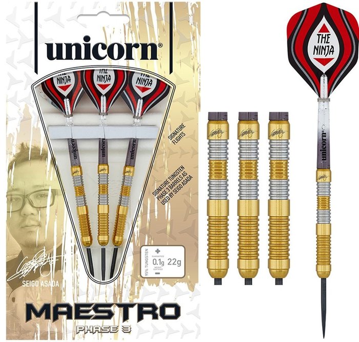 Unicorn Seigo Asada Maestro Phase 3 95% - Gold Steel Tip Darts