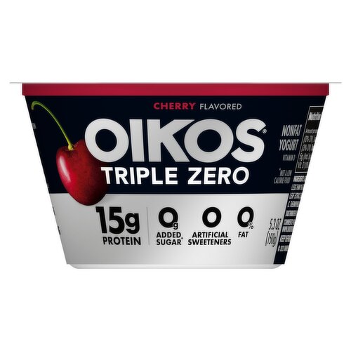 Oikos Triple Zero Cherry Flavored Nonfat Yogurt, 5.3 oz - The