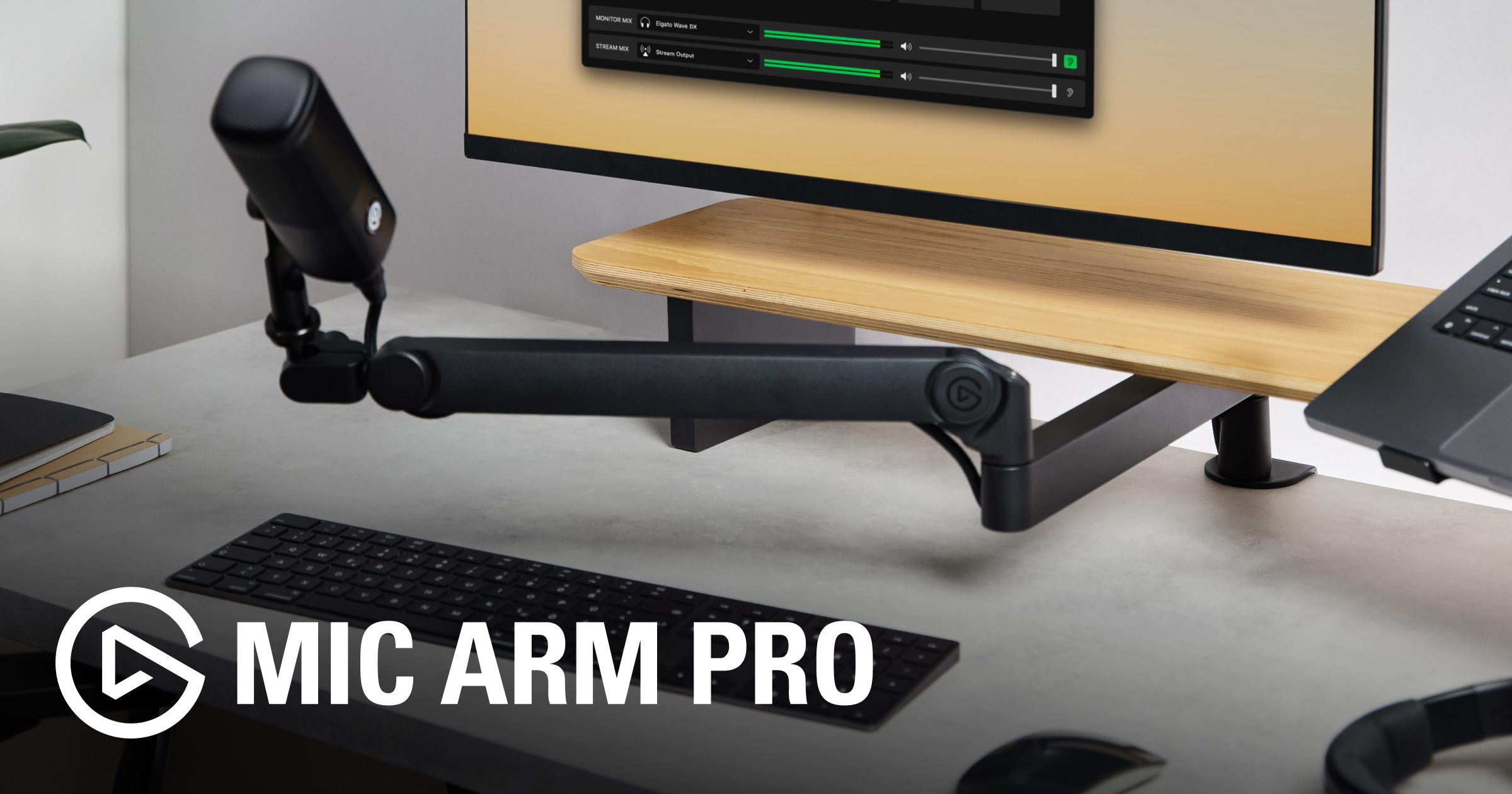 Wave Mic Arm Pro - Black | Pro Mic Boom Arm Desks | Elgato