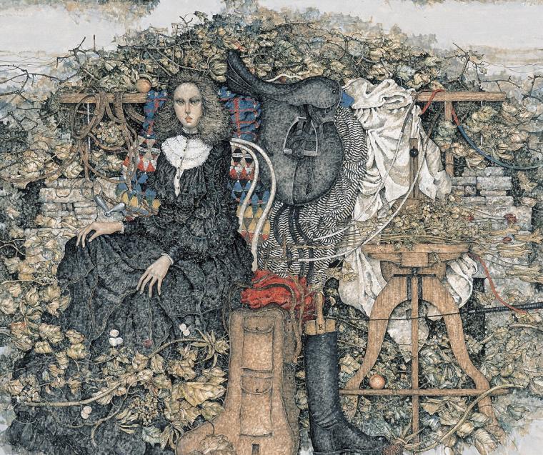 ちよりん 石阪春生 紅い花・花 女のいる風景 ちよりん 石阪春生 紅い花