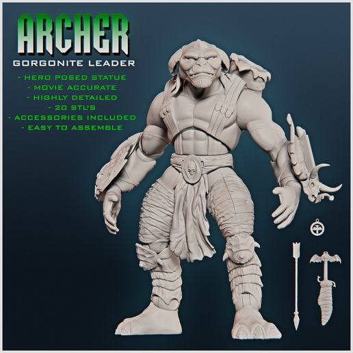 🤏 Small Soldiers - Archer - Gorgonite leader - Replica statue