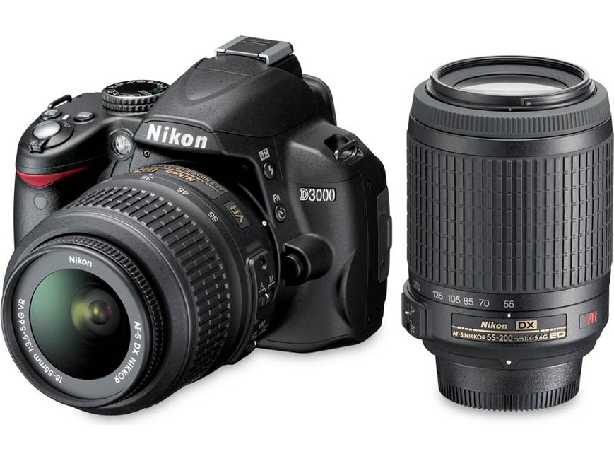 Nikon D3000 10.2-megapixel digital SLR camera with 18-55mm and 55