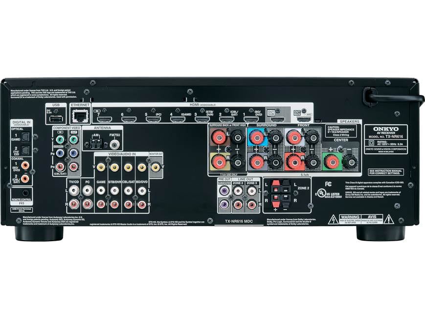 Onkyo TX-NR616 Home theater receiver with 3D-ready HDMI switching