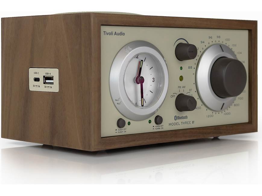 Tivoli Audio Model Three BT (Walnut/Beige) AM/FM clock radio with