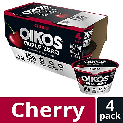 Oikos Triple Zero Cherry High Protein Sugar Free Nonfat Greek