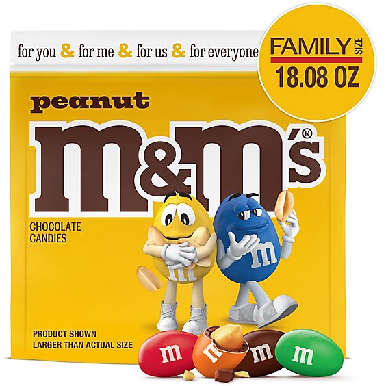 M&M'S Peanut Milk Chocolate Candy Family Size In Resealable Bulk