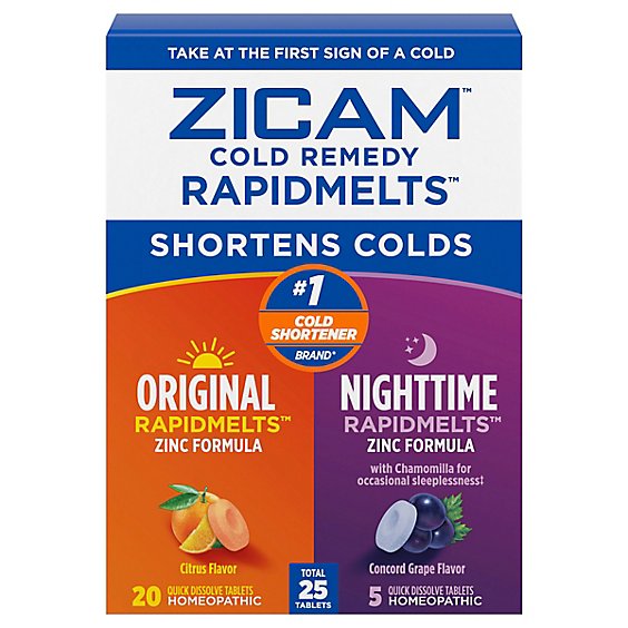 Zicam Cold Remedy Rapid Melts Original Plus Pm Ctrus Grape 25ct