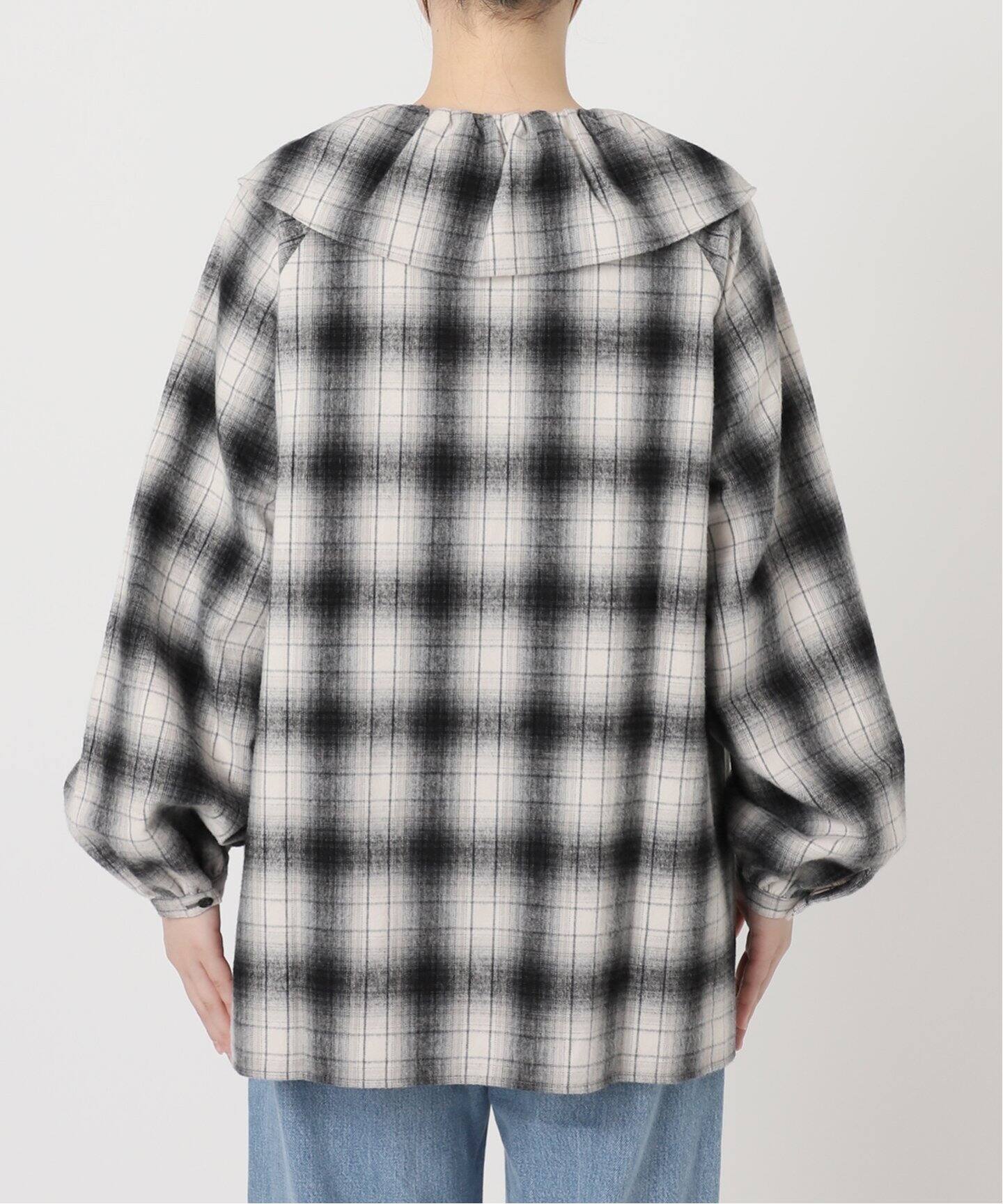 追加》BLACK フリルチェックブラウス（シャツ／ブラウス）｜IENA