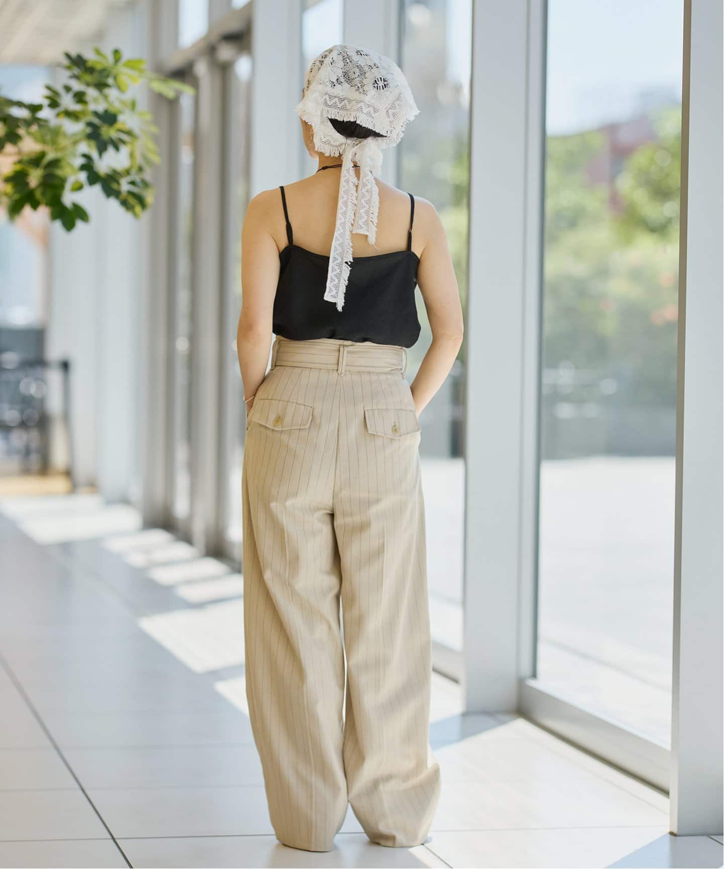 IENA LA BOUCLE リネンブロードバイヤスキャミソール（キャミソール