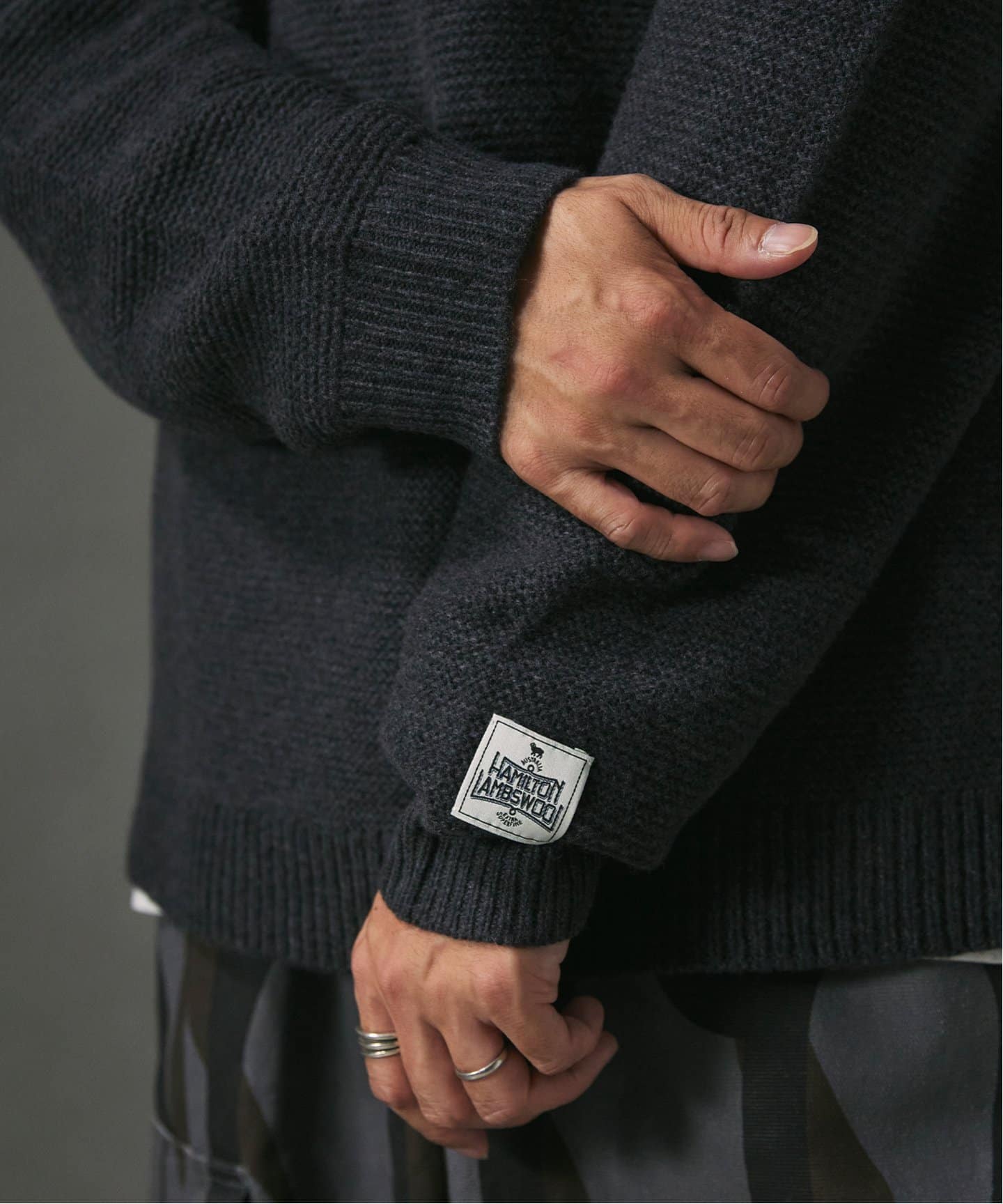 HAMILTON WOOL ガーター ヘンリーネックニット（ニット／セーター