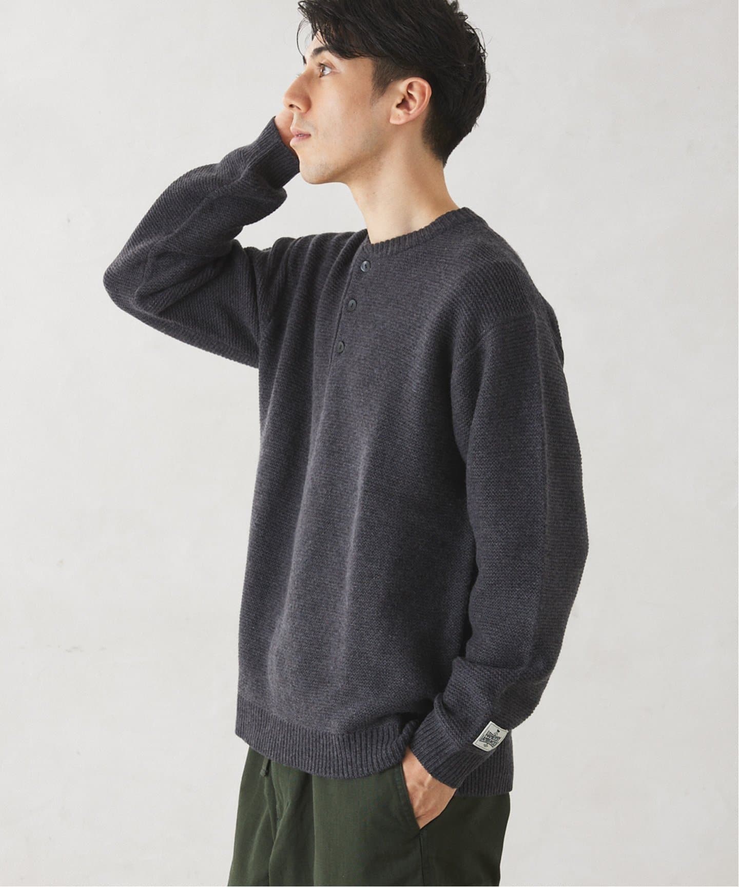 HAMILTON WOOL ガーター ヘンリーネックニット（ニット／セーター