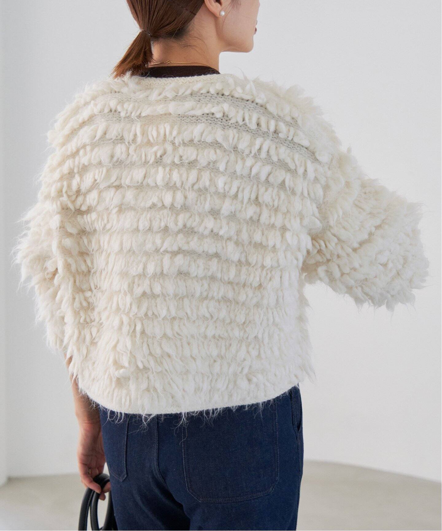 スーリーアルパカ混シャギーニットジャケット（カーディガン）｜IENA