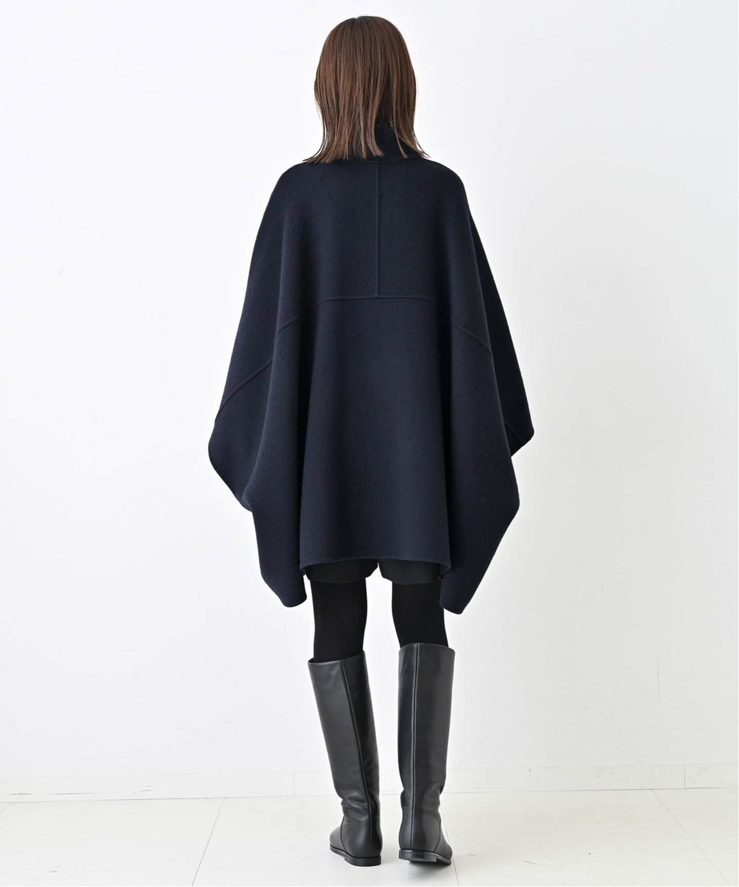 WEB限定/追加》スタンドカラーダブルフェイスポンチョ（ポンチョ